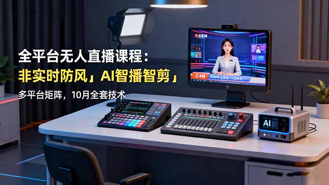 （16414期）全平台无人直播课程：非实时防风＋AI智播智剪＋多平台矩阵，10月全套技术