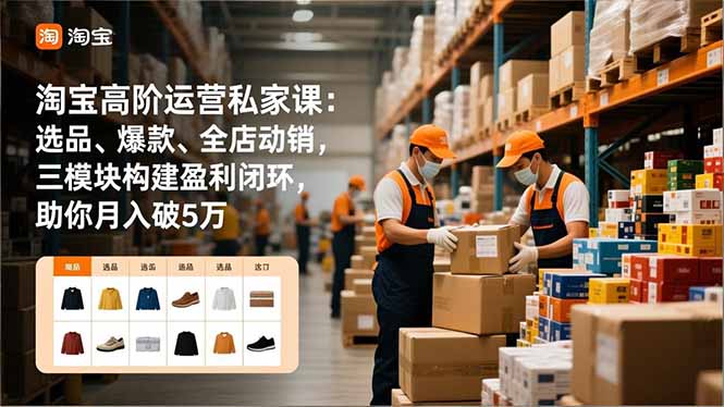 (16865期)淘宝高阶运营私家课:选品、爆款、全店动销,三模块构建盈利闭环,助你月入破5万