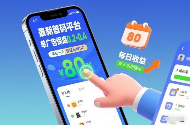 最新首码平台,单广告保底0.2-0.4,单机一天轻松撸80,早入场早賺米