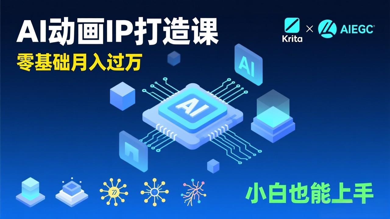(17075期)AI动画新手变现课,Krita+AIGC、模型训练、商单资源,零基础月入过万,小白也能上手