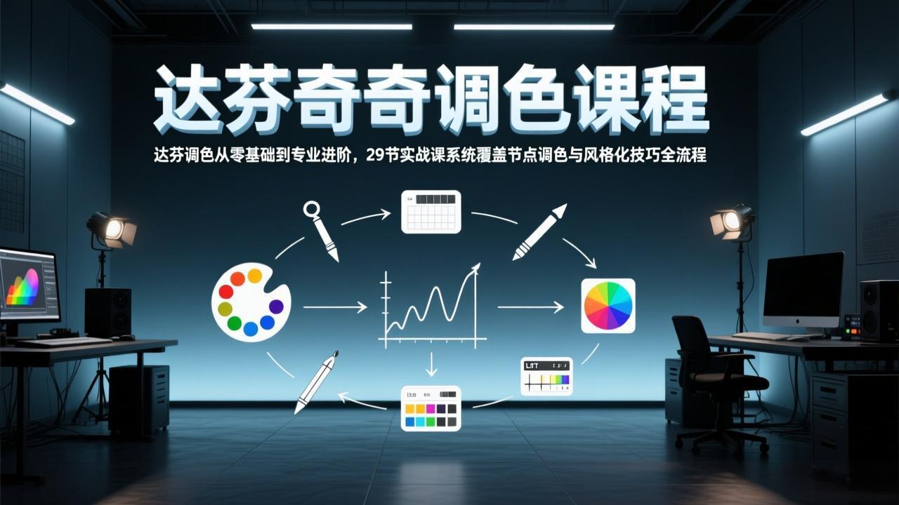 (17484期)达芬奇调色从零基础到专业进阶,29节实战课系统覆盖节点调色与风格化技巧全流程