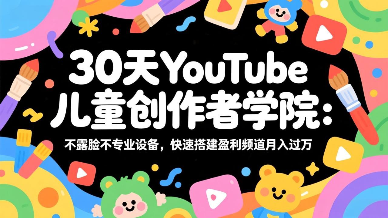 （17554期）30天YouTube儿童创作者学院：不露脸不专业设备，快速搭建盈利频道月入过万